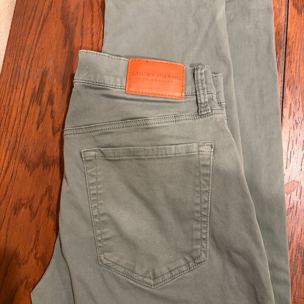 Lucky Brand 121 Slim Straight Jeans Mens 31x32 Green Denim Pants Stretch - Picture 3 of 6